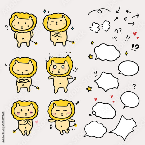Funny animal illustration Set. Vector.