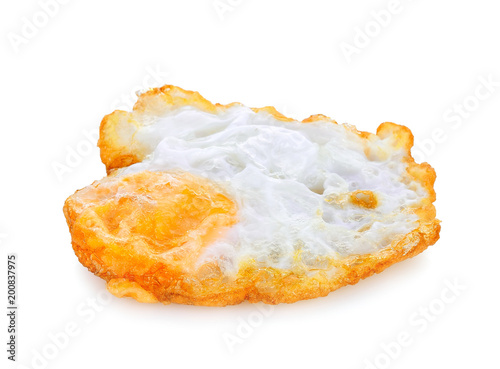 Fried egg on white background