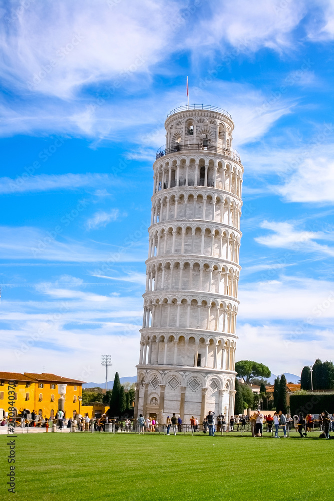 The Leaning Tower of Pisa in the Square of Miracles (Piazza dei Miracoli)