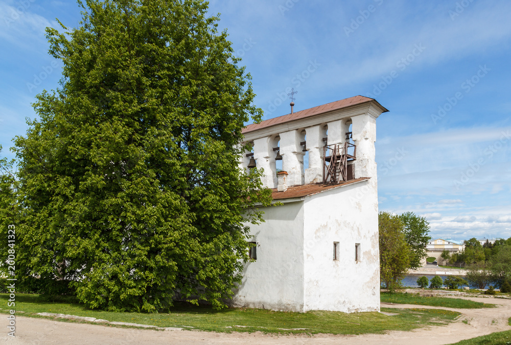 Belfry of the Church of the Assumption with the Ferry in Pskov