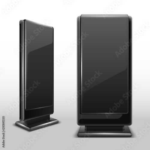 Outdoor lcd digital display. Standing screen billboard isolated vector template