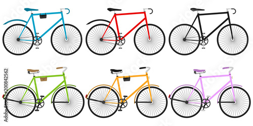 Bicycle. A set of realistic sports and retro bicycles.