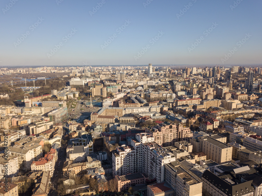 Landscape view of the city center of Kiev, in the distance Independence Square, Ukraine