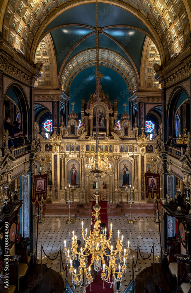 Interior detail from Bulgarian Sveti Stefan St. Stephen Church, an orthodox church in Balat, istanbul, Turkey