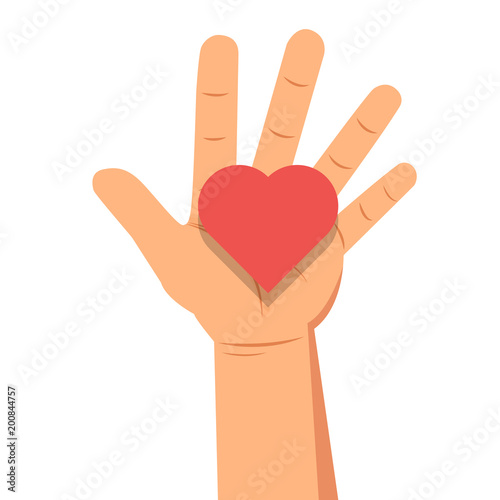 Donation icon concept. The hand gives the heart. Vector illustration.