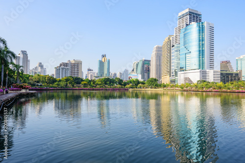 Lake view with reflections of the city / high building in the city lake view © rukawajung
