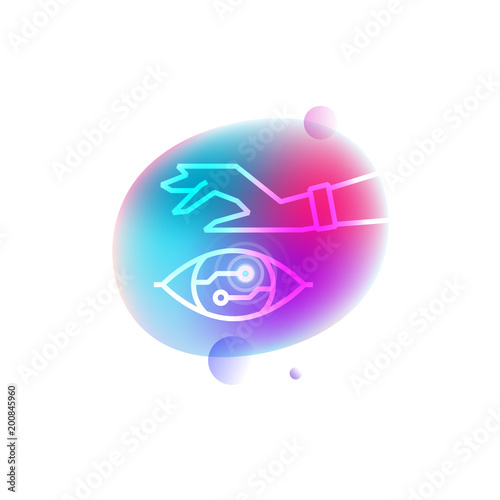 Eye tap augmentation neon icon