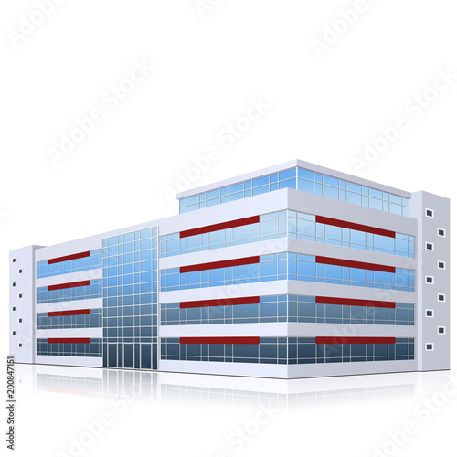 office building with an entrance and reflection
