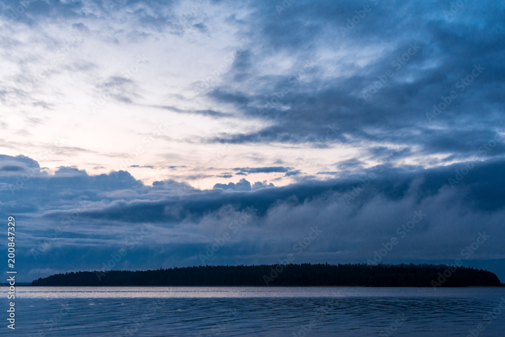 The sky is at sunset time. Clouds at sunset. The sky is at sunset time. Clouds at sunset.