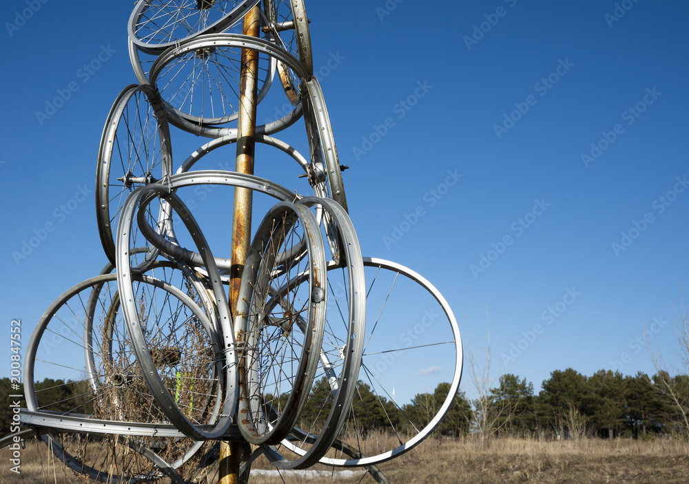 Naklejka premium Construction of hoops Bicycle wheels.