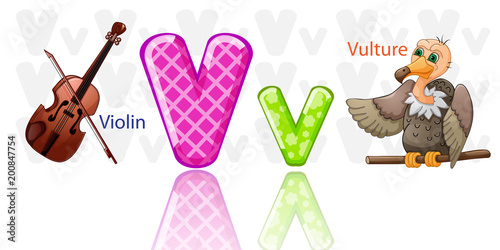 Illustration of V alphabet