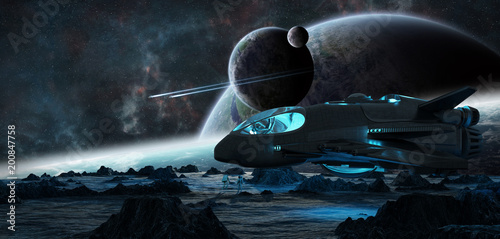 Fototapeta Naklejka Na Ścianę i Meble -  Astronauts exploring an asteroid 3D rendering elements of this image furnished by NASA