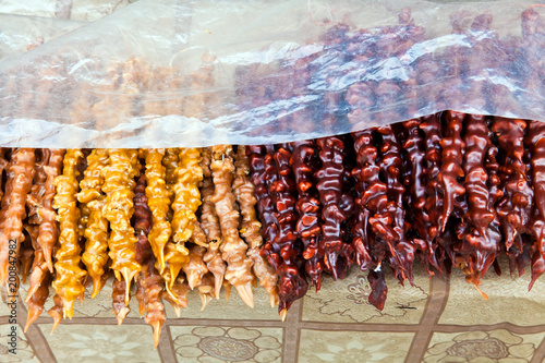 Traditional georgian sweet dried grapes called churchhela photo