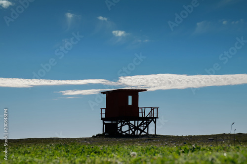 Lifeguard tower silhouette