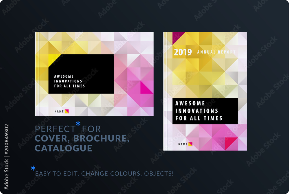 Template. Creative abstract design of brochure set, horizontal cover, flyer in A4