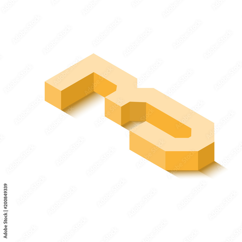 Isometric three orange icon, 3d character with shadow Isometric three orange icon, 3d character with shadow