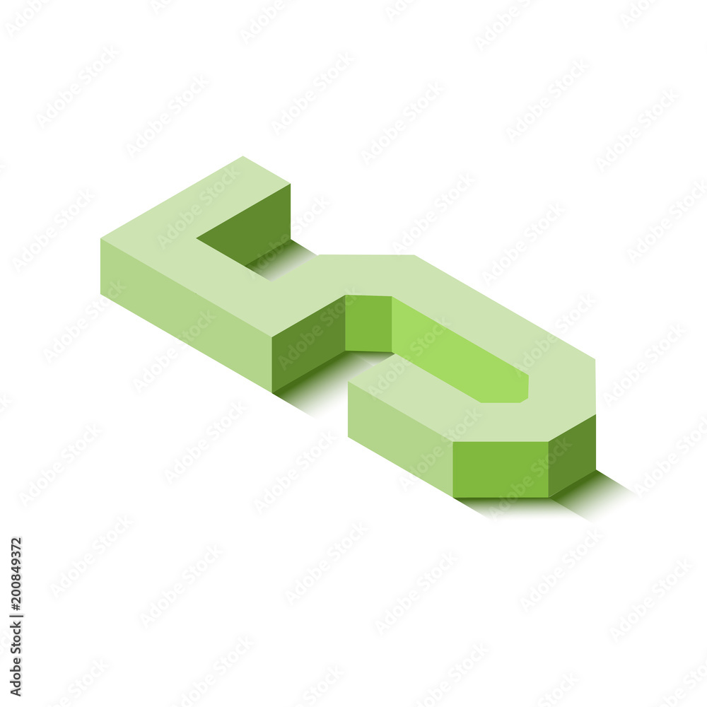 Isometric five green icon, 3d character with shadow Isometric five green icon, 3d character with shadow