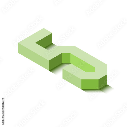 Isometric five green icon  3d character with shadow