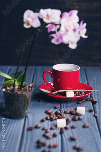 coffee with orchid
