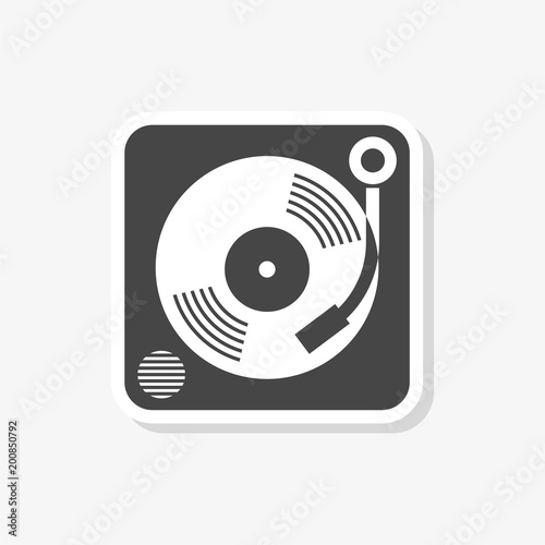 Gramophone sticker, simple vector icon