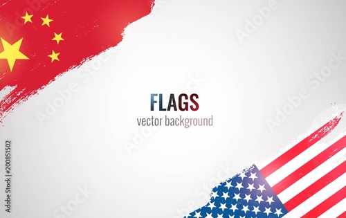 Flags of USA and China
isolated on white background. Vector illustration