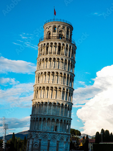 The leaning Pisa tower in the blue