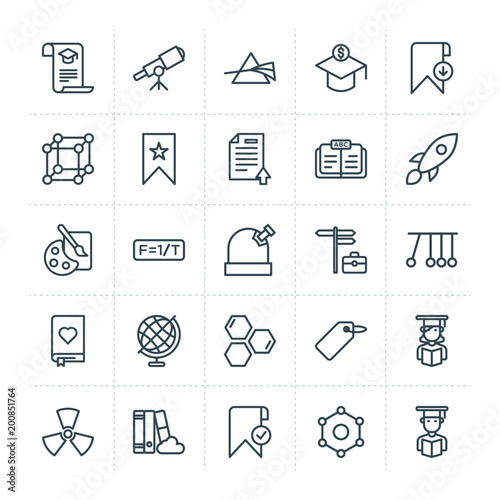 Modern Simple Set of science, bookmarks, education Vector outline Icons. ..Contains such Icons as  student,  beautiful,  girl,  young,  man and more on white background. Fully Editable. Pixel Perfect.