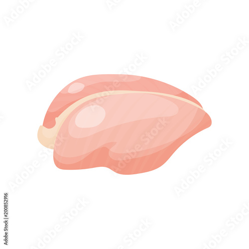 Raw chicken breast, part of chicken carcass vector Illustration on a white background