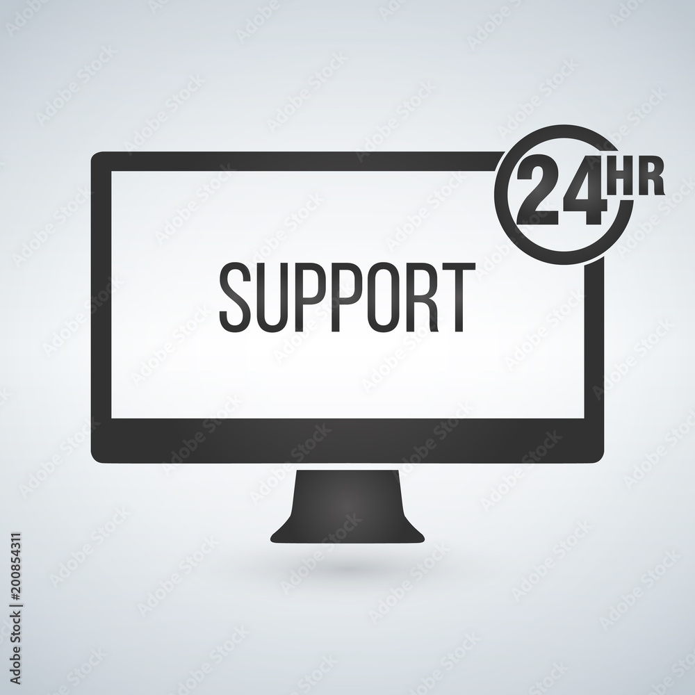 technical support, computer support 24 hours. Vector illustration isolated on modern background. technical support, computer support 24 hours. Vector illustration isolated on modern background.