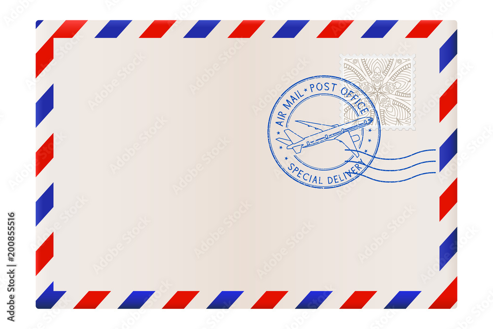 Blank envelope with air mail postmark Blank envelope with air mail postmark