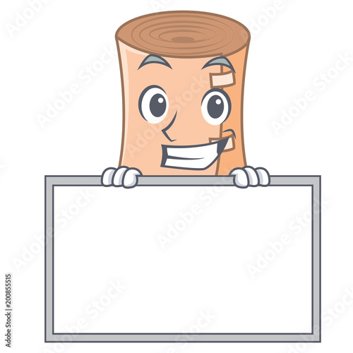 Grinning with board medical gauze character cartoon