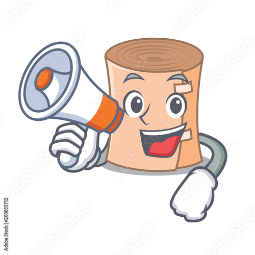 With megaphone medical gauze character cartoon