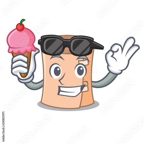 With ice cream cool medical gauze character cartoon