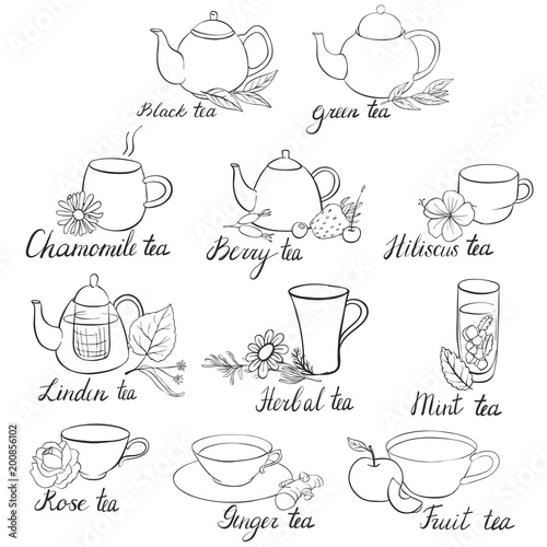 vector tea set