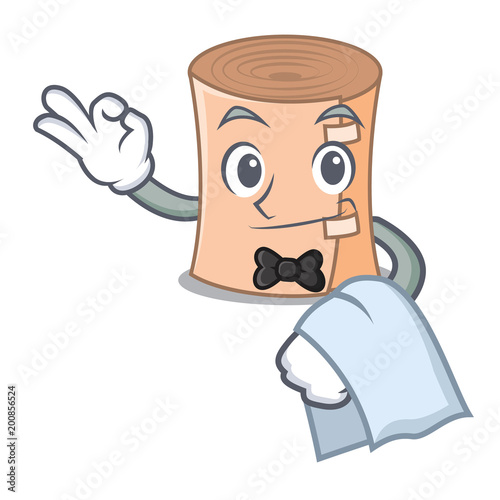 Waiter medical gauze mascot cartoon