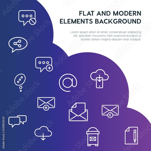 cloud and networking, chat and messenger, email outline vector icons and elements background concept on gradient background...Multipurpose use on websites, presentations, brochures and more