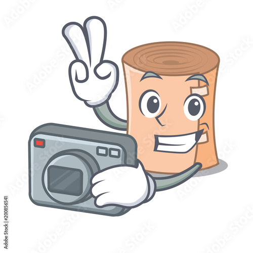 Photographer medical gauze mascot cartoon