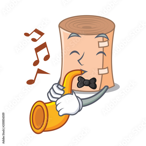 With trumpet medical gauze mascot cartoon