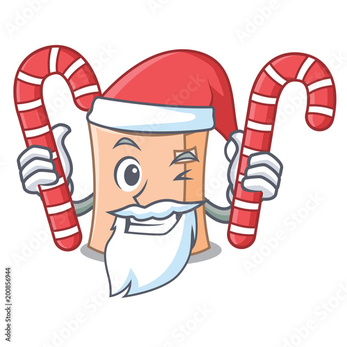 Santa with candy medical gauze mascot cartoon