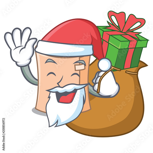 Santa with gift medical gauze mascot cartoon