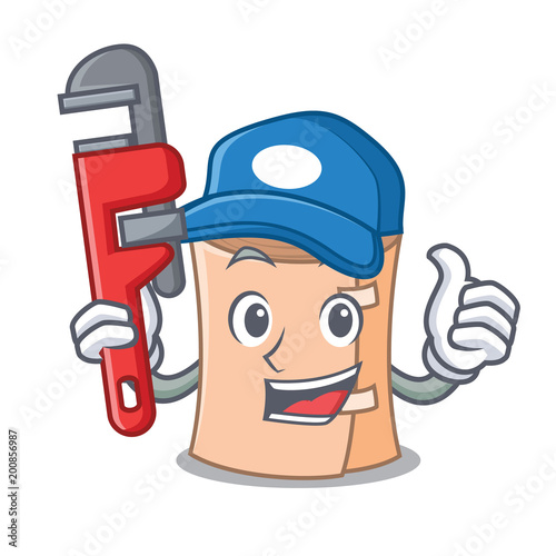Plumber medical gauze mascot cartoon