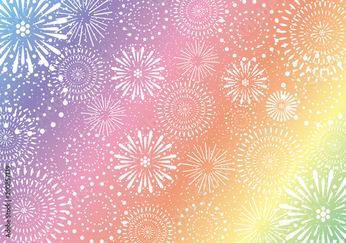 花火　レインボー背景