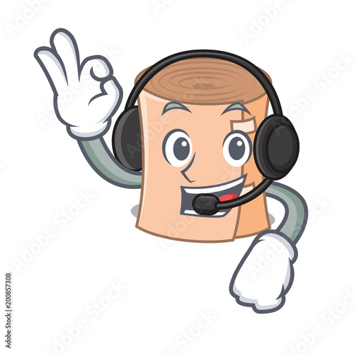 With headphone medical gauze mascot cartoon