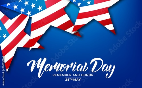 Memorial Day. USA Memorial Day card with lettering and stars of USA flag