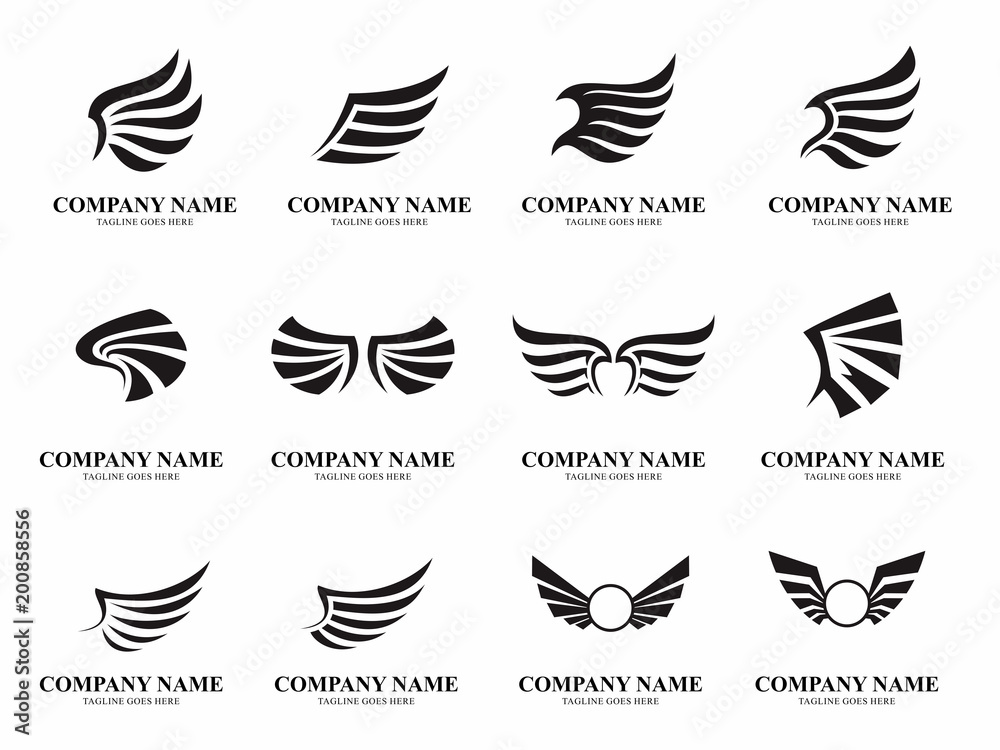 collection of wing logos Vector Template