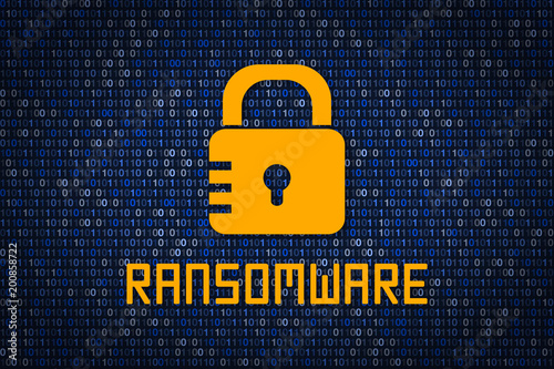 Ransomware encription. Data protection from hacking. Cyber security. Data encryption. Protect information in network and Internet. Firewall. Hacker attack lockout photo