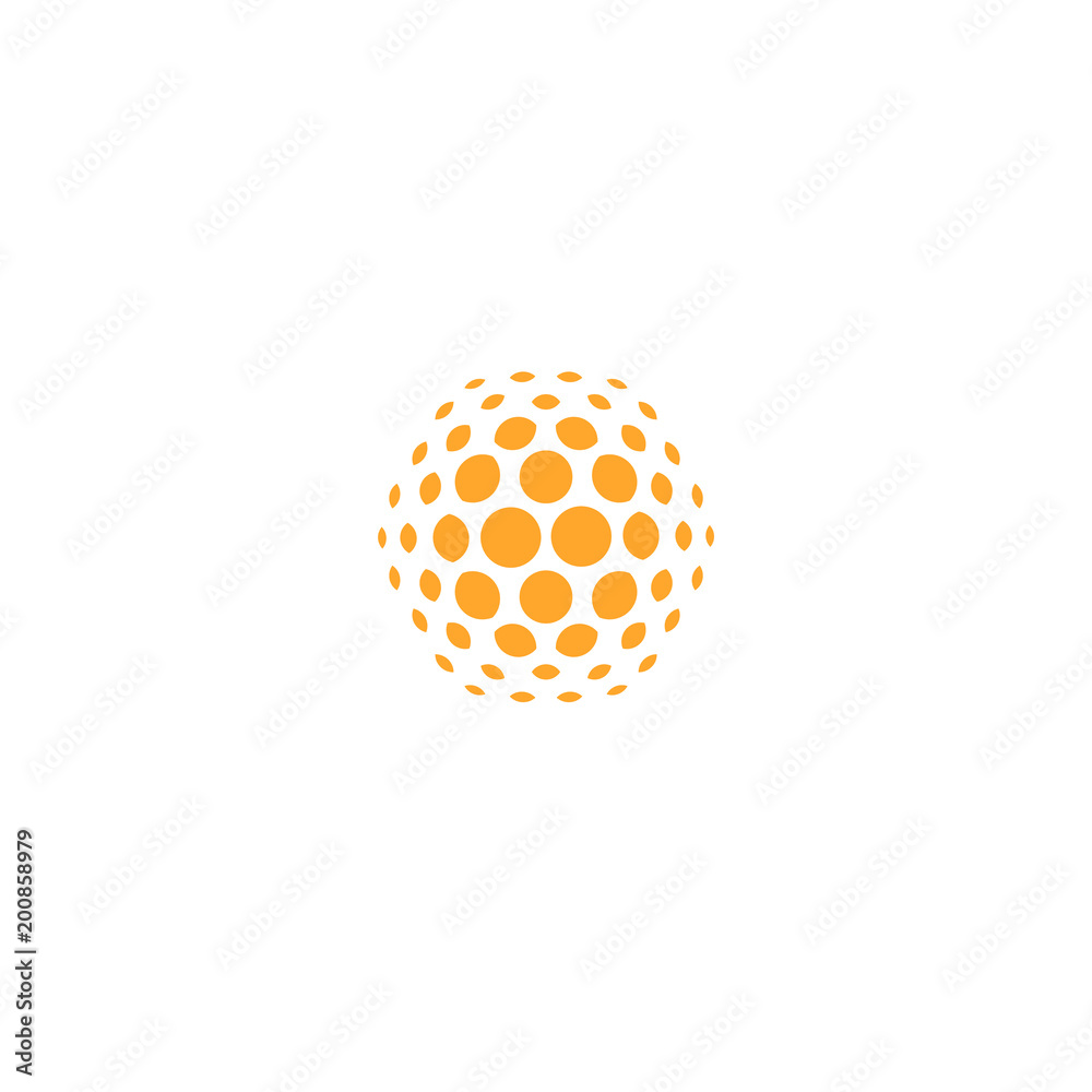Orange sun icon, abstract dotted sign, digital innovate vector logo. Orange sun icon, abstract dotted sign, digital innovate vector logo.