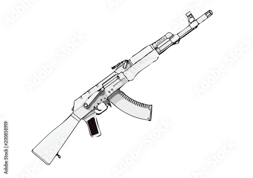 sketch submachine gun  vector