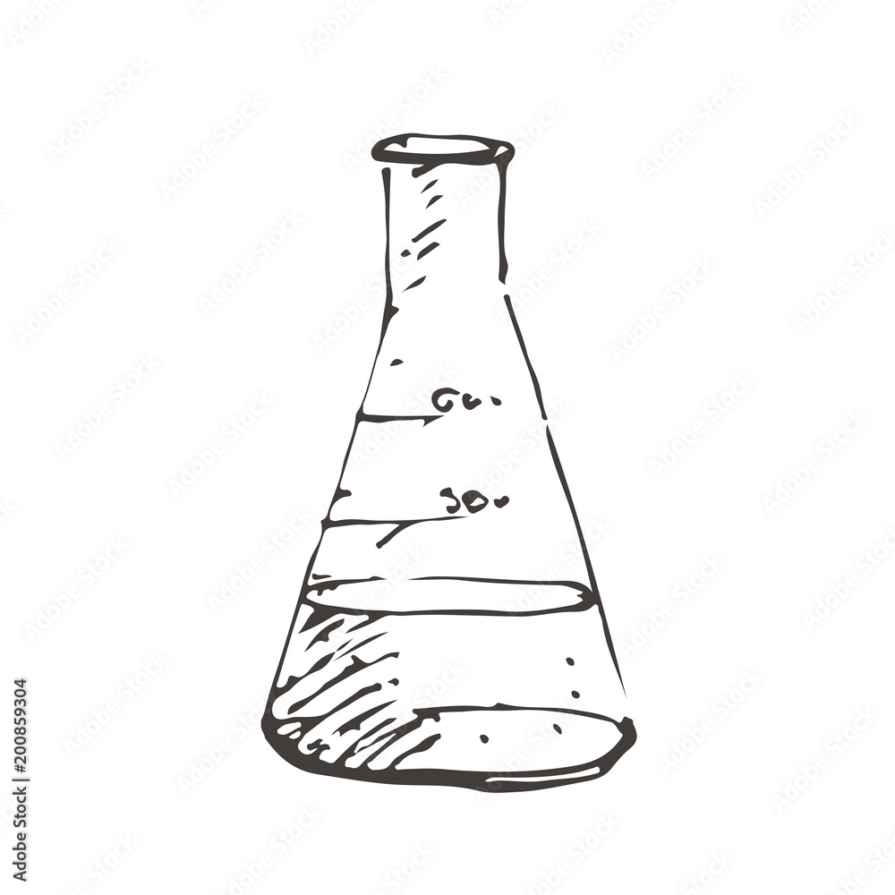 Conical Flask Drawing On Ruled Paper Stock Illustration - Download Image  Now - Chemistry, Simplicity, Chemical - iStock