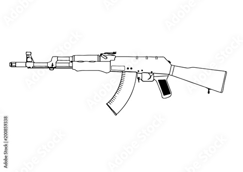 sketch submachine gun  vector